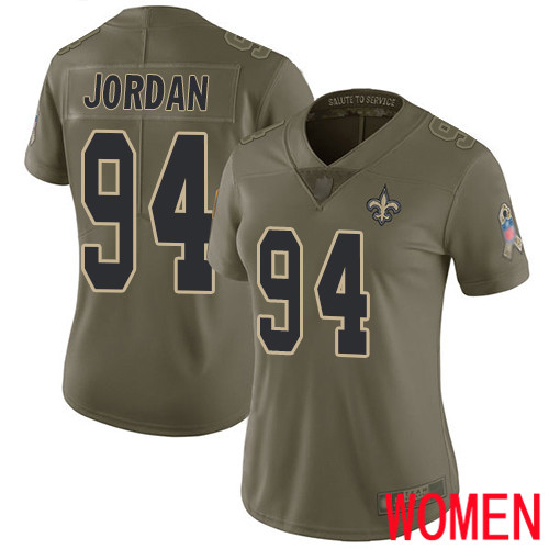 New Orleans Saints Limited Olive Women Cameron Jordan Jersey NFL Football #94 2017 Salute to Service Jersey->youth nfl jersey->Youth Jersey